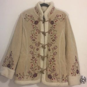 Embroidered Suede Coat (Size L) St John’s Bay